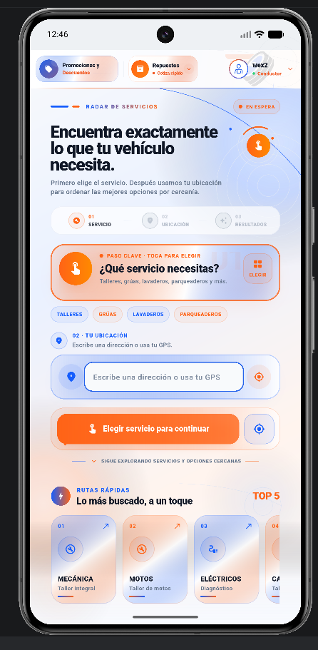 Búsqueda de servicios de TuTallerYa en modo claro